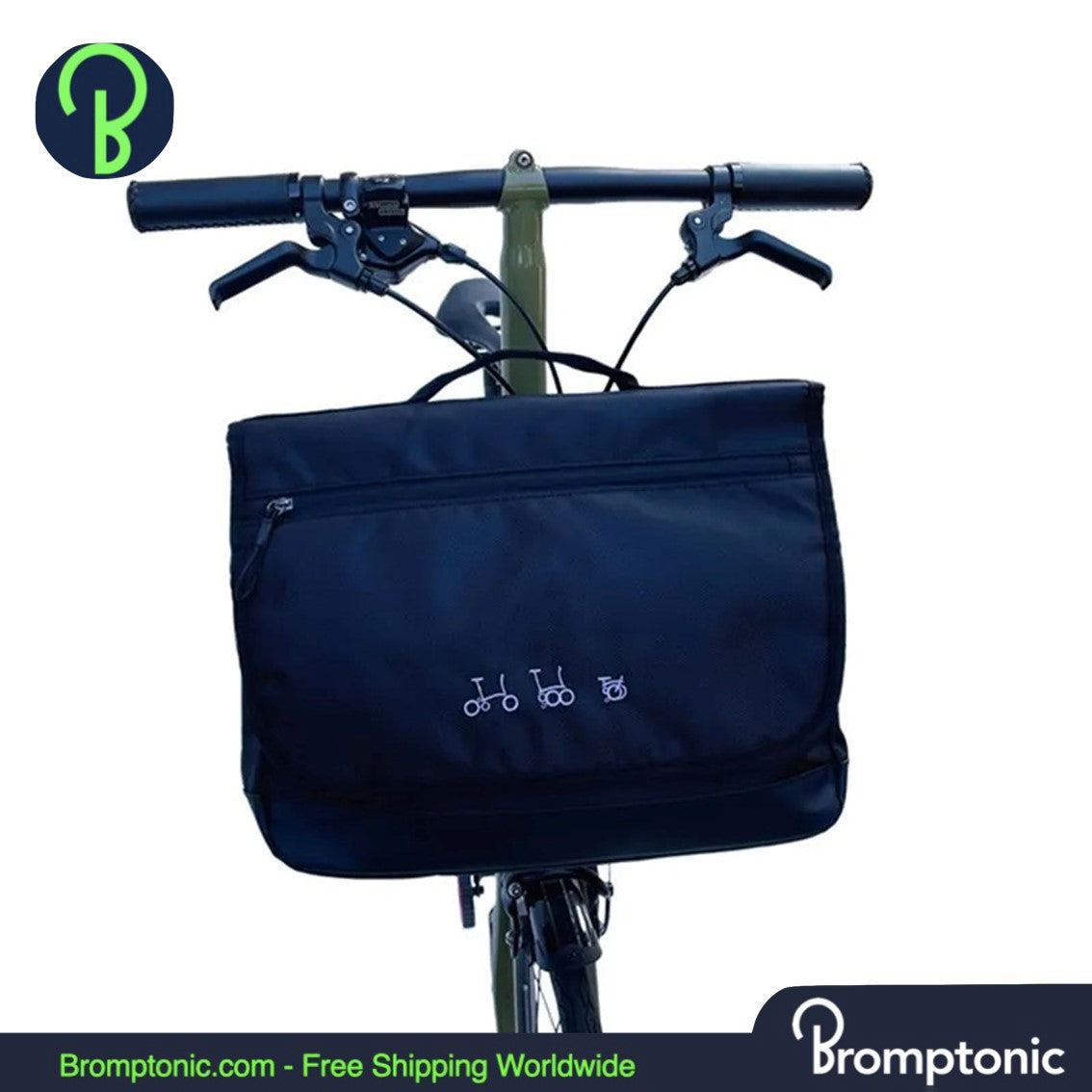 Brompton Front Storage Handtas met regenbestendige hoes en aluminium houder