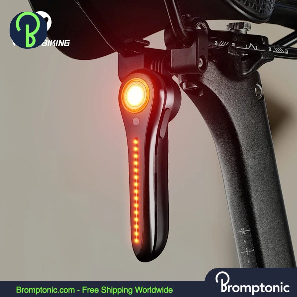 Brompton LED fietszadelverlichting achter - remsensor zadelbuisverlichting