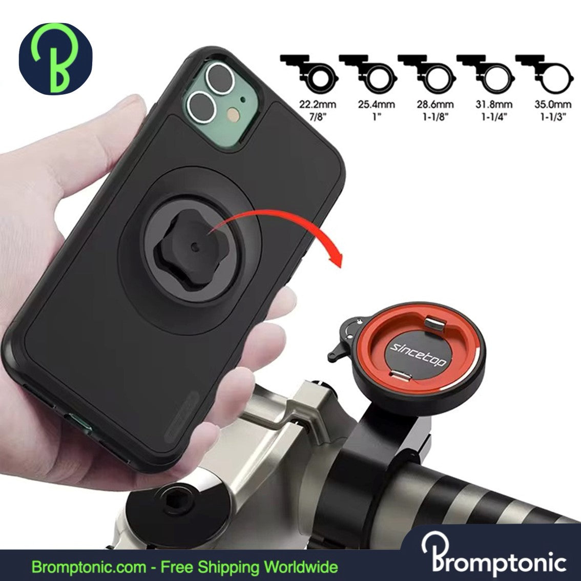 Bromptonic Quadlock Phone Holder iPhone Shockproof Case with Quad Lock