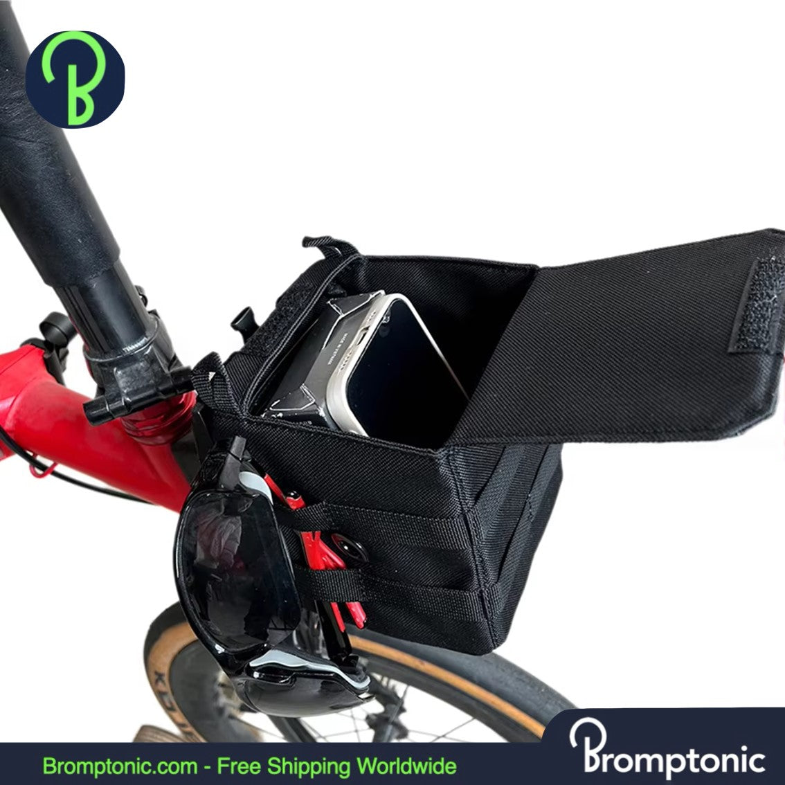 Bolsa frontal Brompton Compact - Almacenamiento duradero en el manillar de 1,6L